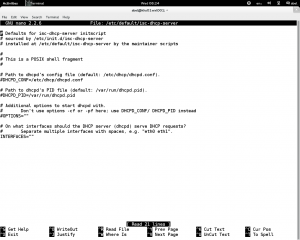 Edit isc-dhcp server default file